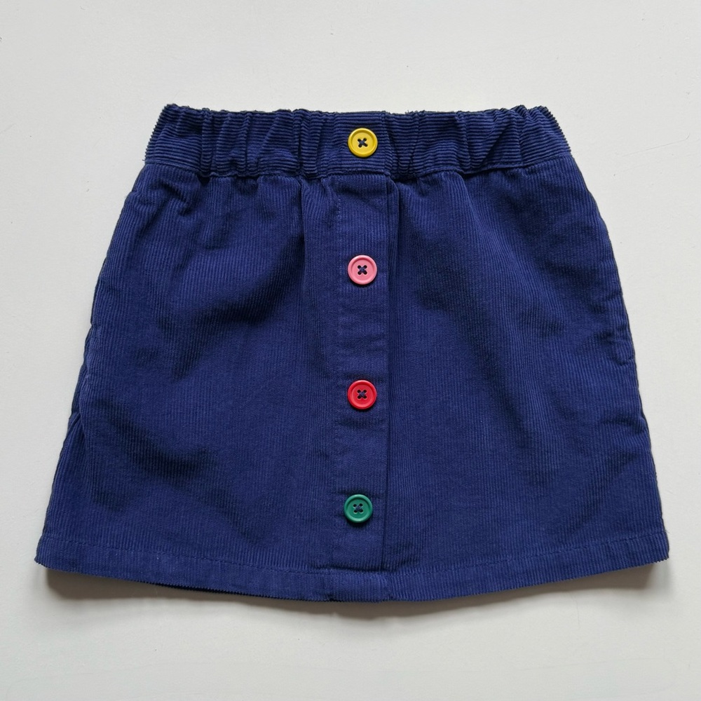 Mini Boden Blue Cord Button Through Skirt - Size 5-6Y
